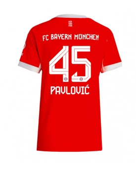 Bayern Munich Aleksandar Pavlovic #45 Maglia Gara Casa Repliche 2025-26 Donna Maniche Corte Bayern Munich Aleksandar Pavlovic #45 Maglia Gara Casa Repliche 2025-26 Donna Maniche Corte
